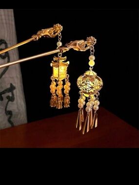 2pc Faux Pearl & Tassel Chignon Hairpin, Vintage Chinese Style Hair Accessory